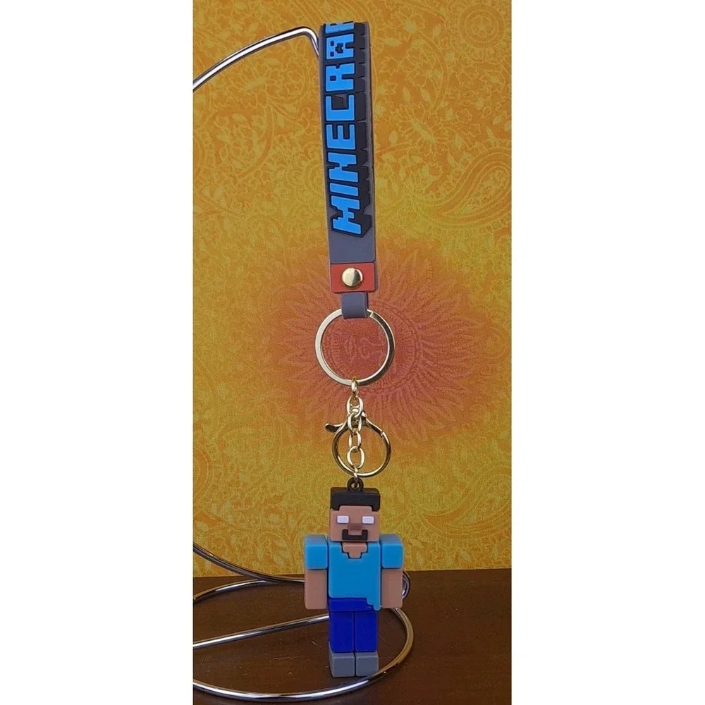 Steve‎ 3D PVC Minecraft Figure Keychain Backpack Wristlet